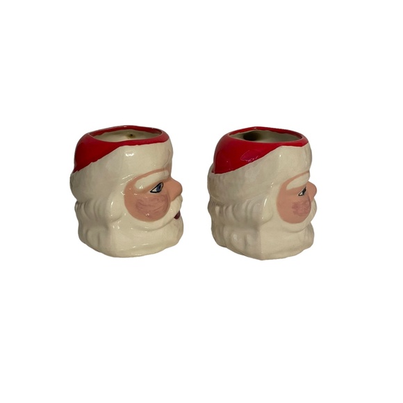 Vintage Handmade Ceramic Santa Head Figural Christmas Cocoa Coffee Mugs Set of 2 - Picture 4 of 8